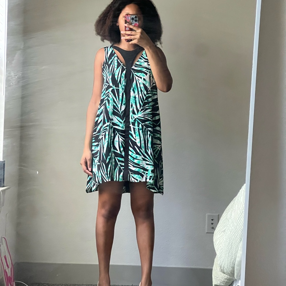 BCBGMaxAzria Black and Green Midi Dress